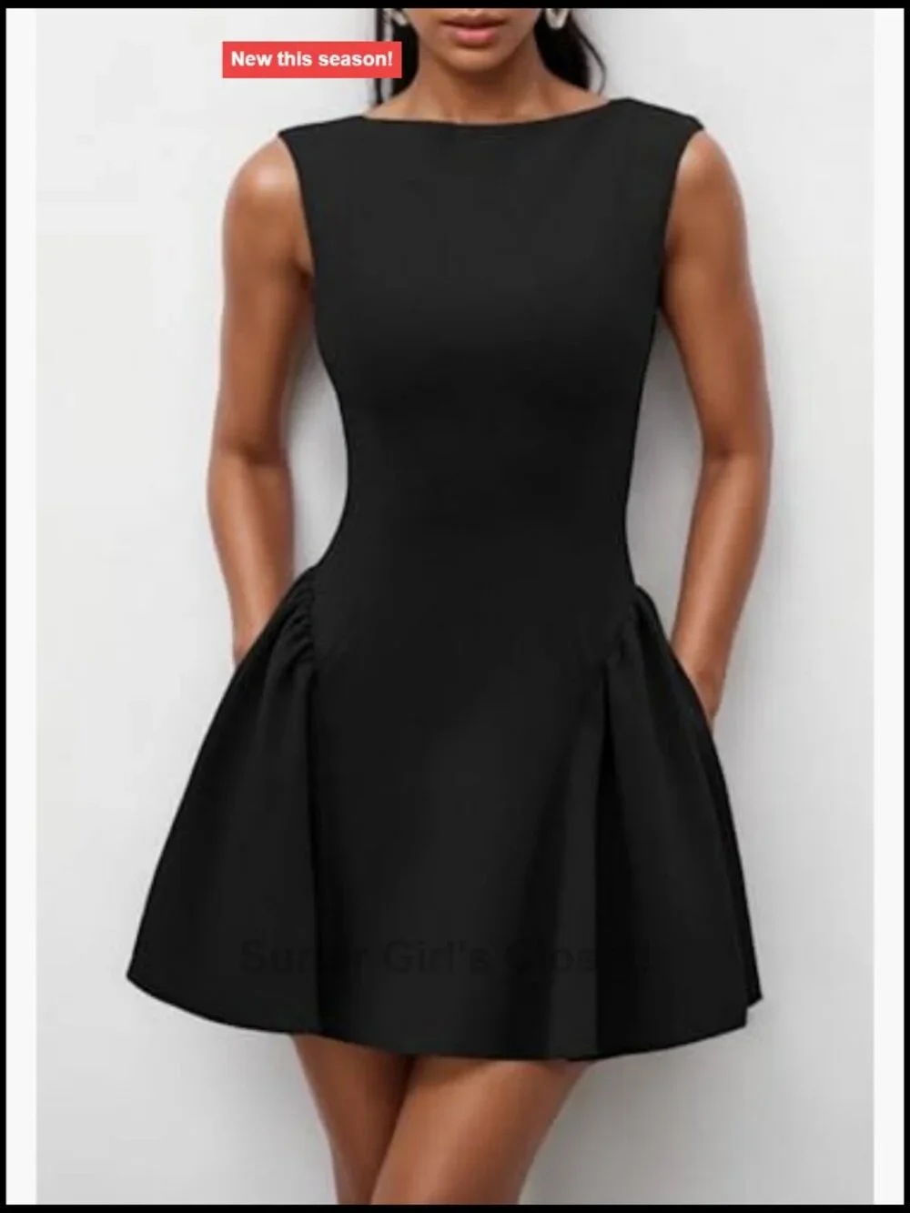 Sleeveless Backless Ruffle A-Line Mini Dress Cotton Blend